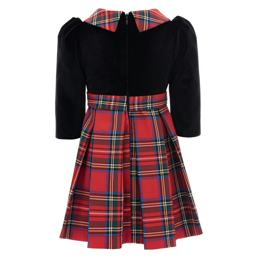 Black Plaid Collar Bow Dress