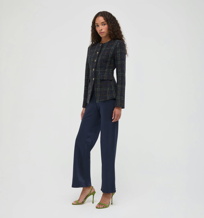 The Warby Coat -  Navy Tartan