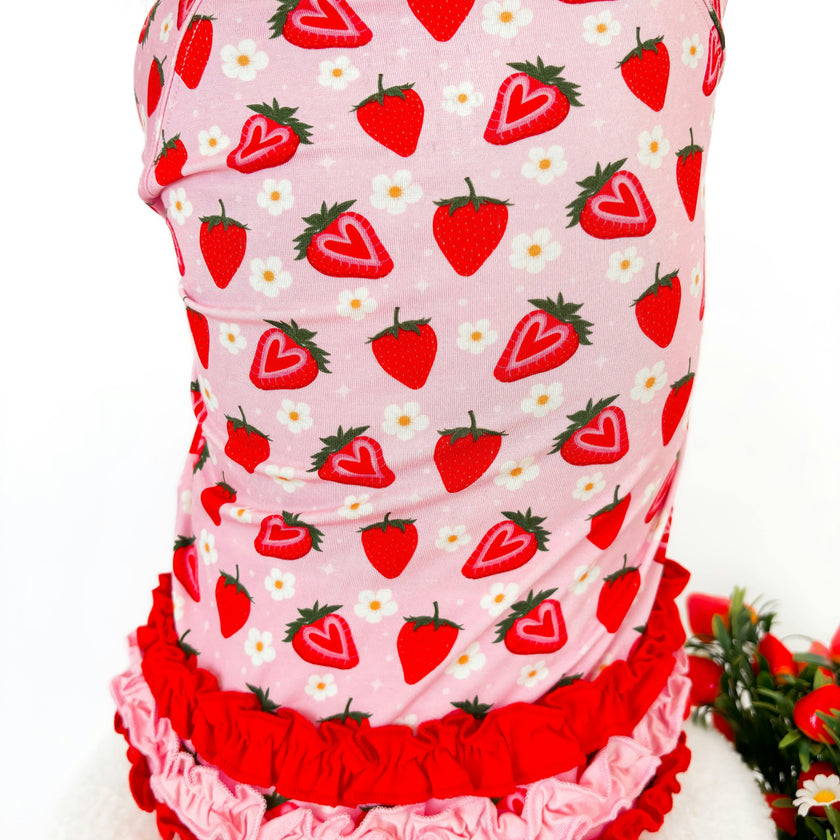 Strawberry Fields Ruffle Snoozer
