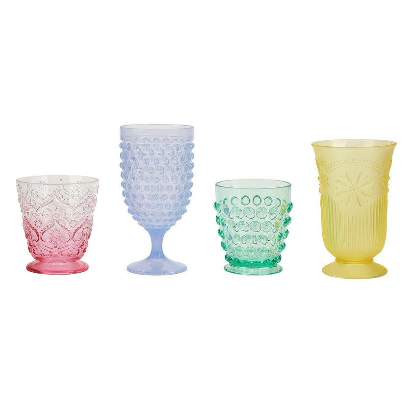 Vintage Vibes Reusable Pastel Goblet Set of 4