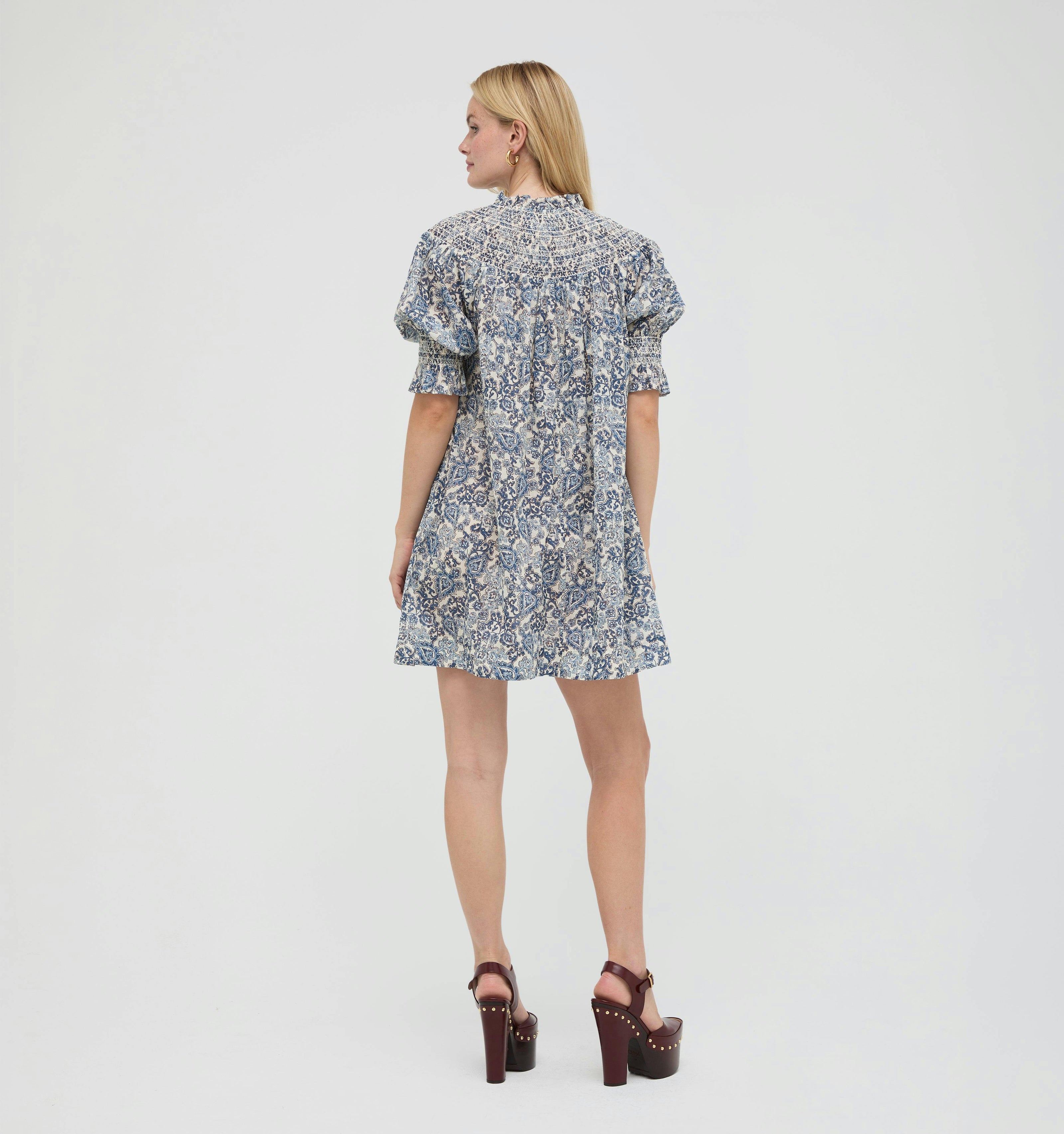 The Zinnia Mini Dress -  Chedworth Paisley Blue