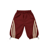 Deep Red Star Stripe Windbreaker Pant