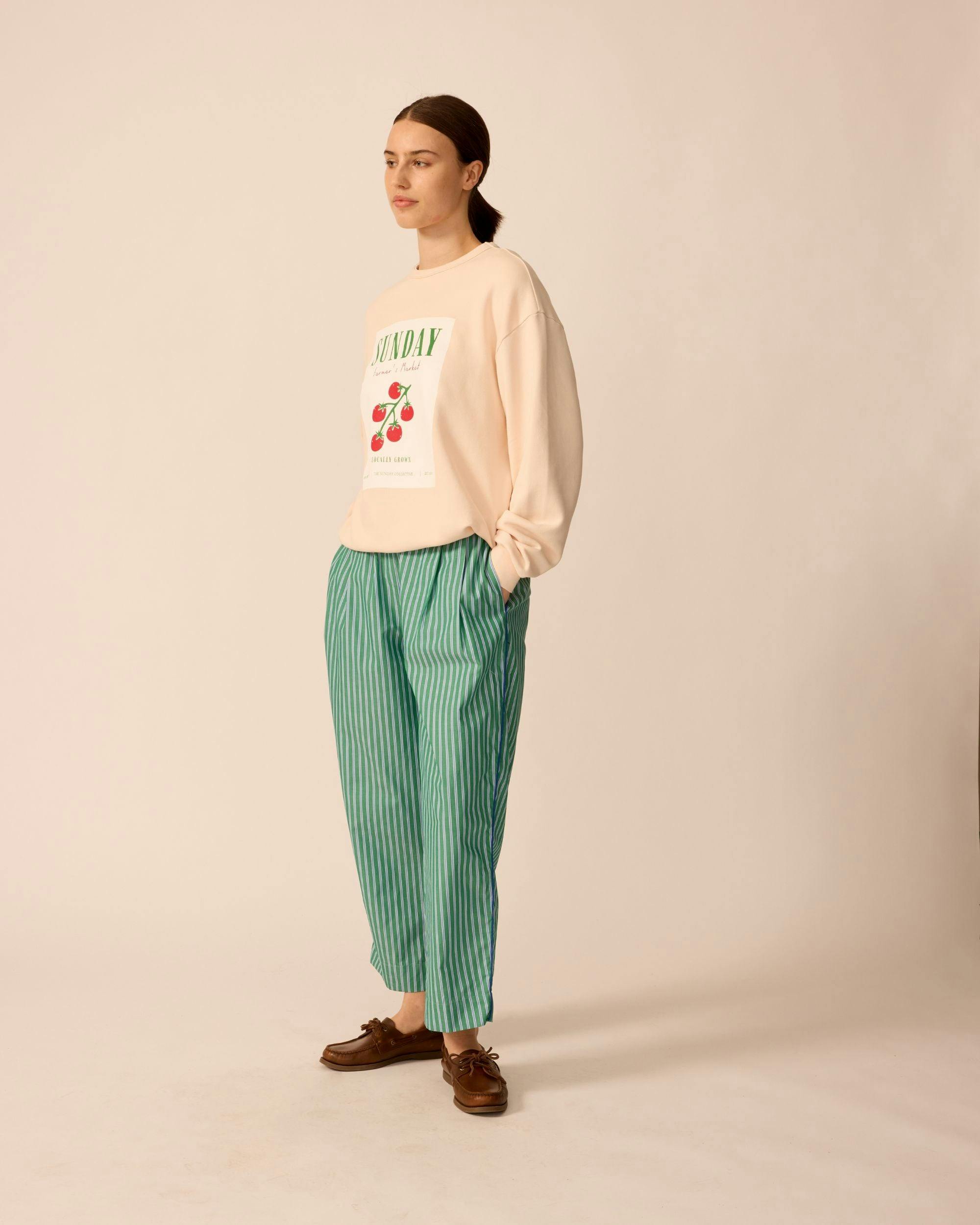 Adult Friday Pant in Cucumber Stripe
