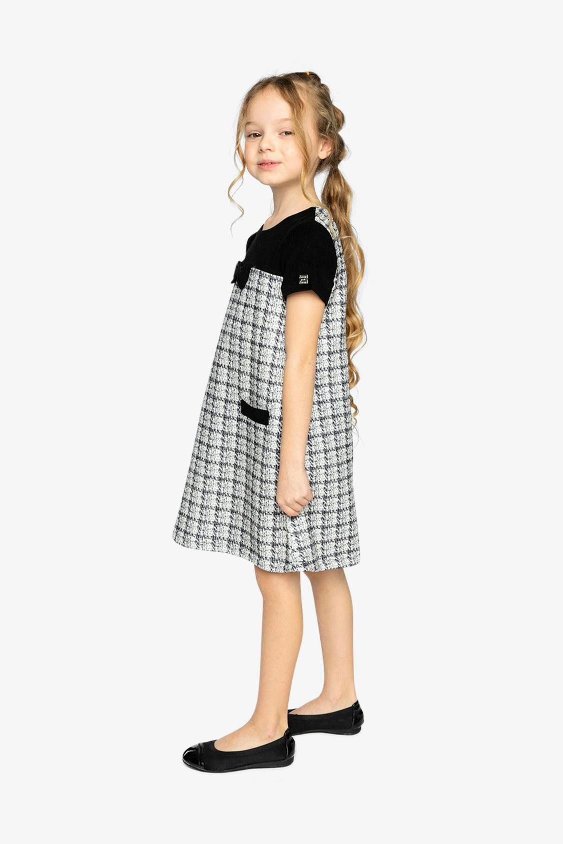 Sleeveless Knitwear A-Line Dress Black And White