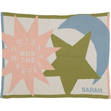 Custom Personalized Baby Sustainable Knit Throw Blanket - Sun Moon Stars Milestone