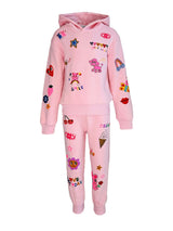 Doodle Art Patch Sweatshirt And Pant Set