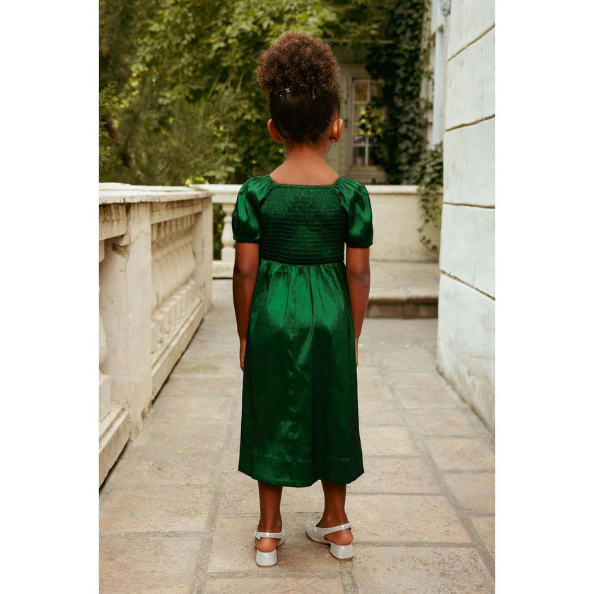 Mini Cassie Dress in Green Taffeta