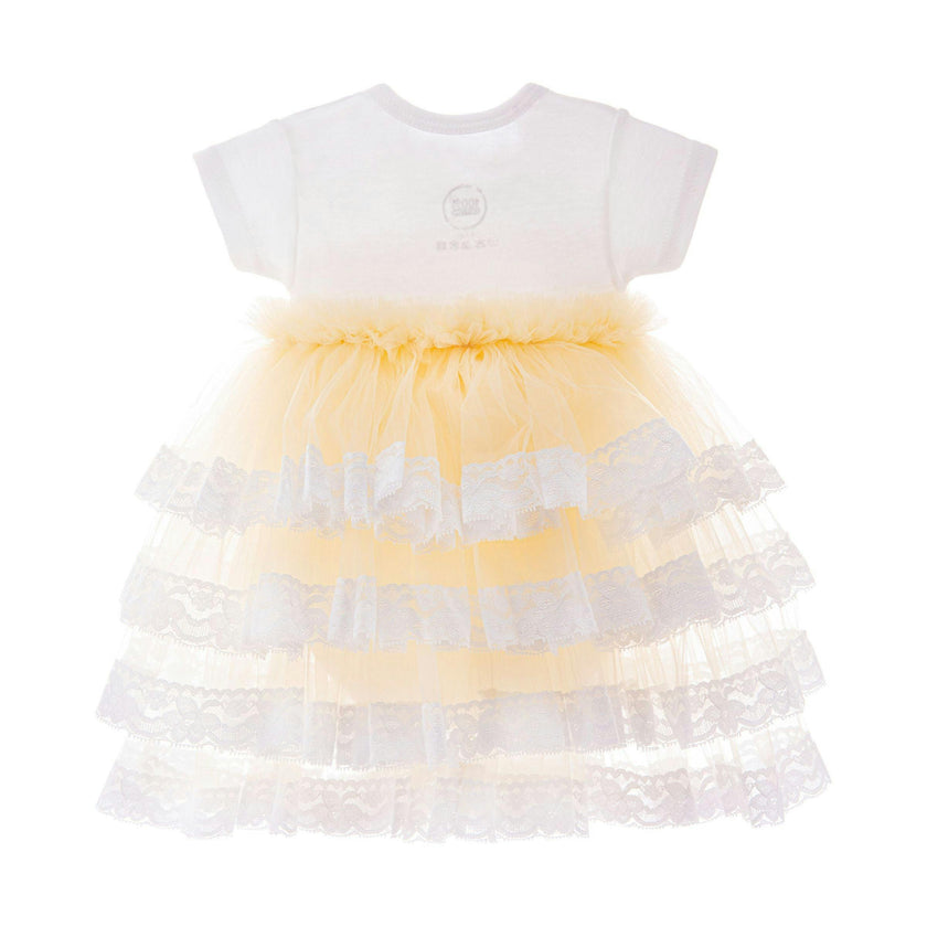 Beige Bella Vina Ruffle Babysuit Dress