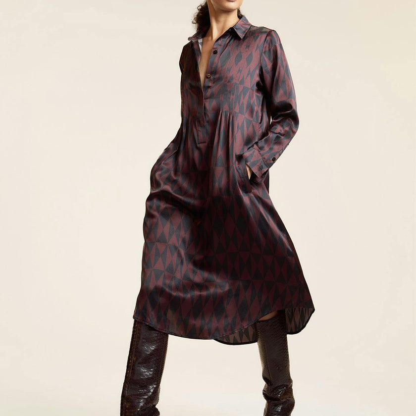 Silk Pintuck Shirt Dress
