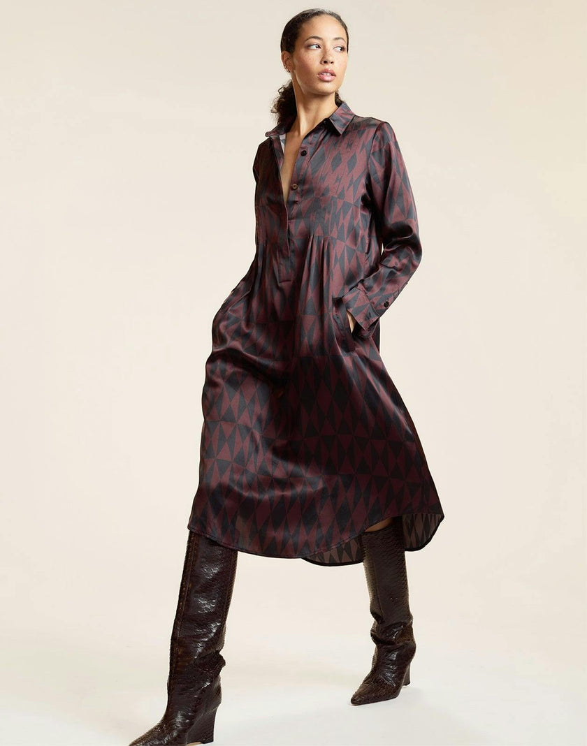 Silk Pintuck Shirt Dress