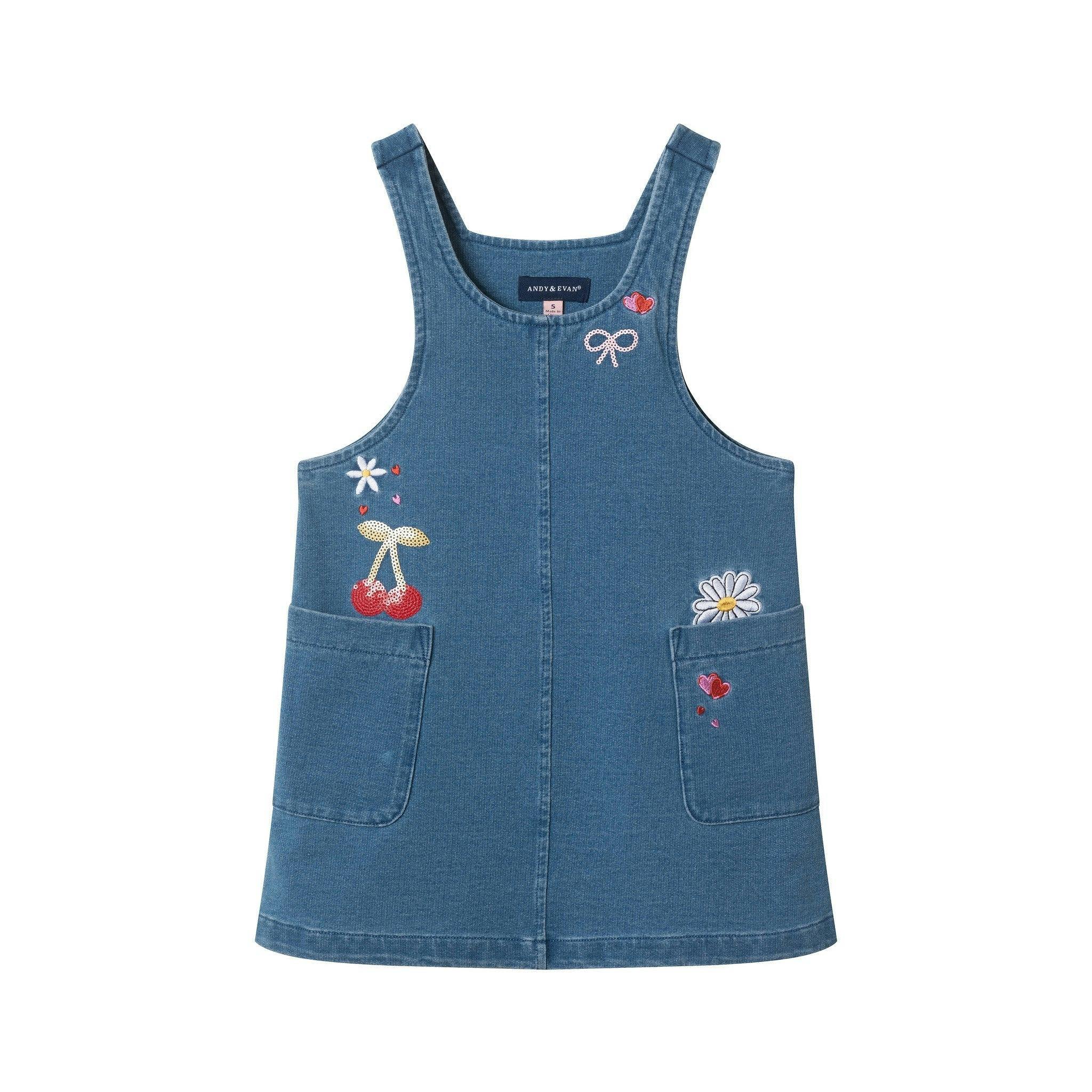 Girls Knit Jumper Dress Set | Blue Cherry
