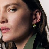 Chartreuse Enamel Bezel Drop Earring