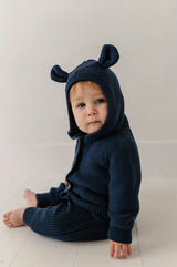 Knit Hoodie in Navy
