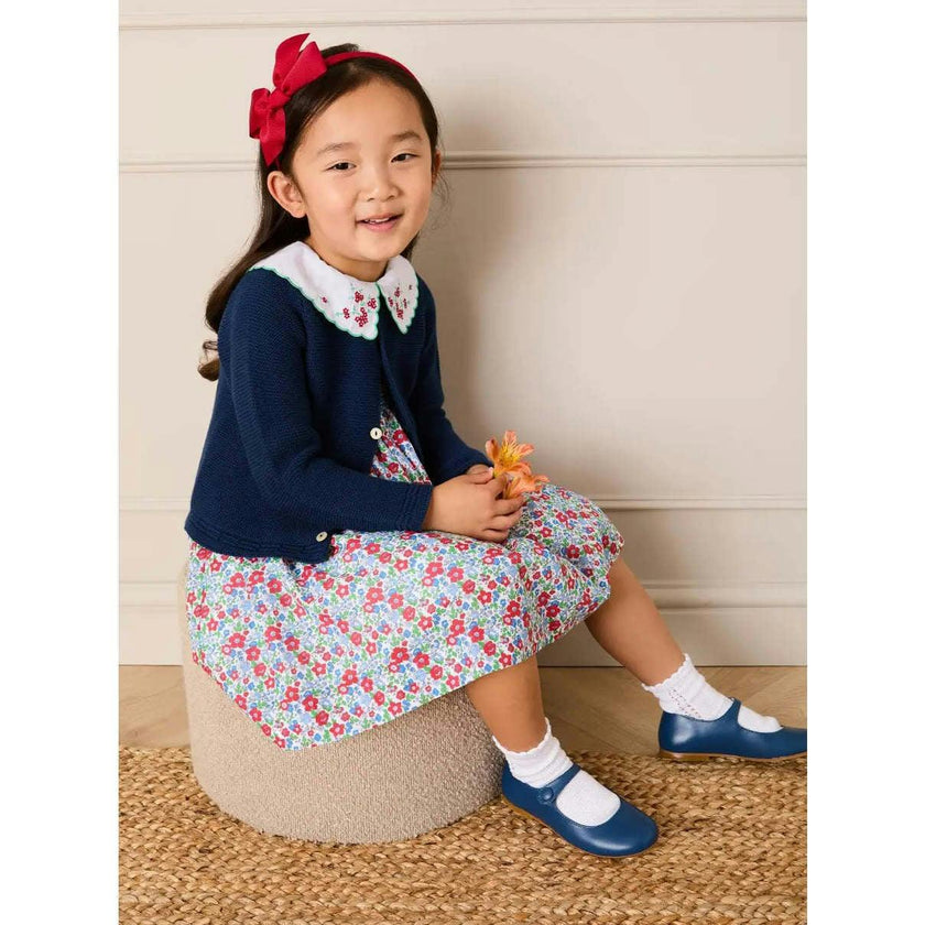 Emilia Floral Embroidered Collar Sleeveless Dress in Red (12mths- 10yrs)