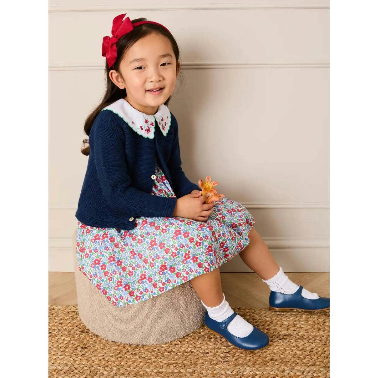Emilia Floral Embroidered Collar Sleeveless Dress in Red (12mths- 10yrs)