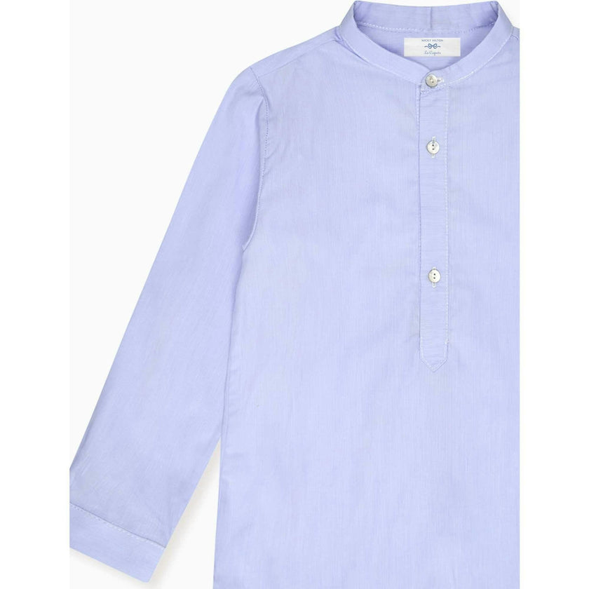 Nicky Hilton x La Coqueta Blue Stripe Nicholai Long Sleeve Boy Shirt