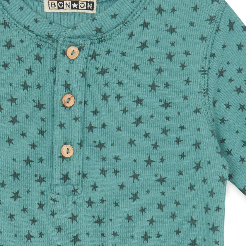 BONTON Mynight Footed Stars Pyjama - Bleu Vintage