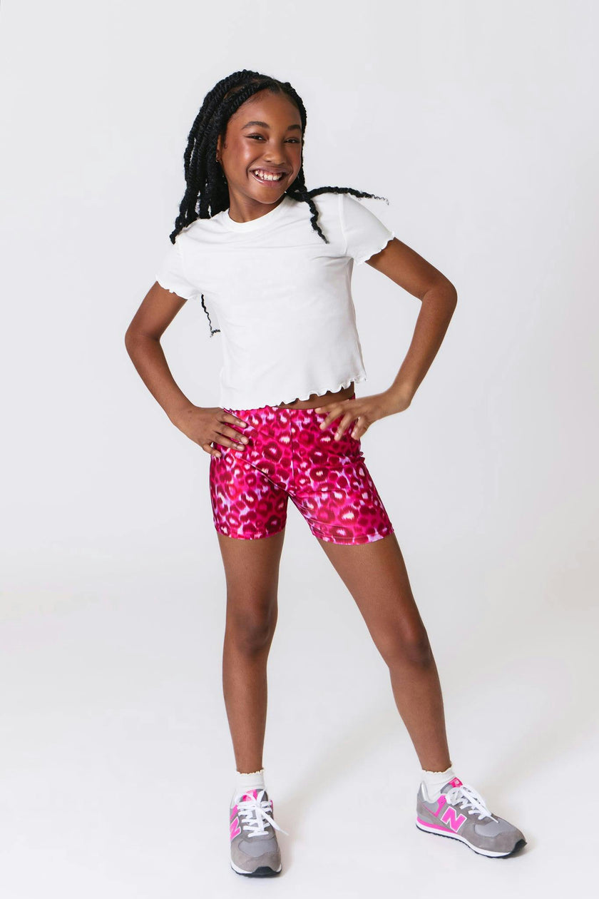 Girls Short Sleeve Lettuce Edge Tee in Black