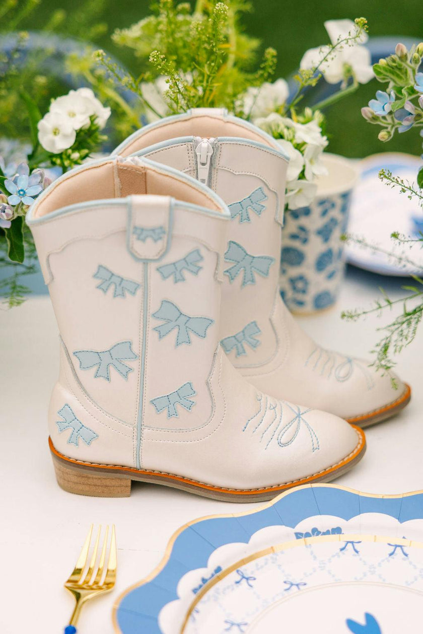 Cowgirl Baby Blue Bow Boots