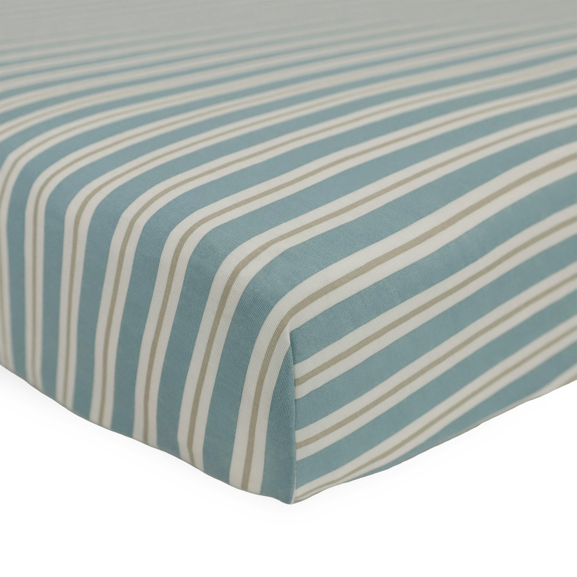 Stretch Knit Crib Sheet - Blue Vintage Stripe