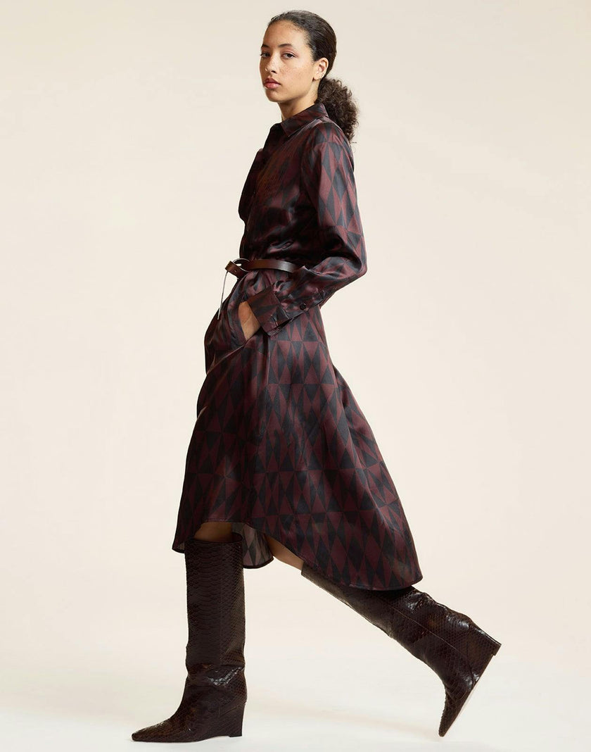 Silk Pintuck Shirt Dress