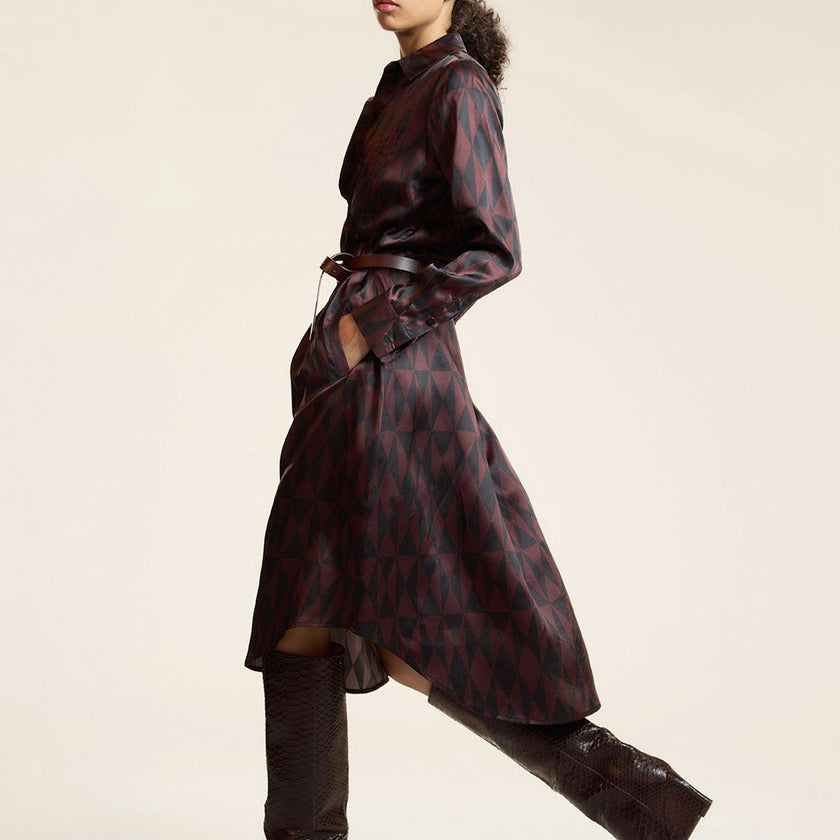 Silk Pintuck Shirt Dress