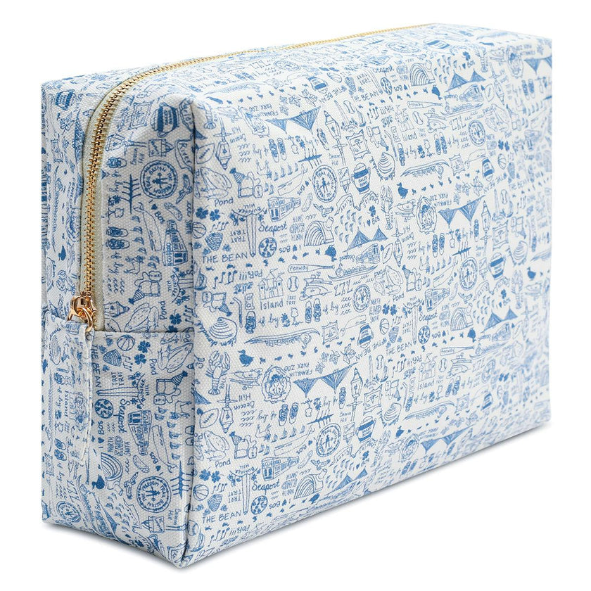Blue Boston Large Travel Pouch
