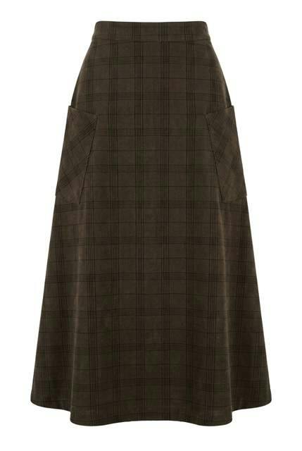 Plaid Corduroy Pocket Skirt