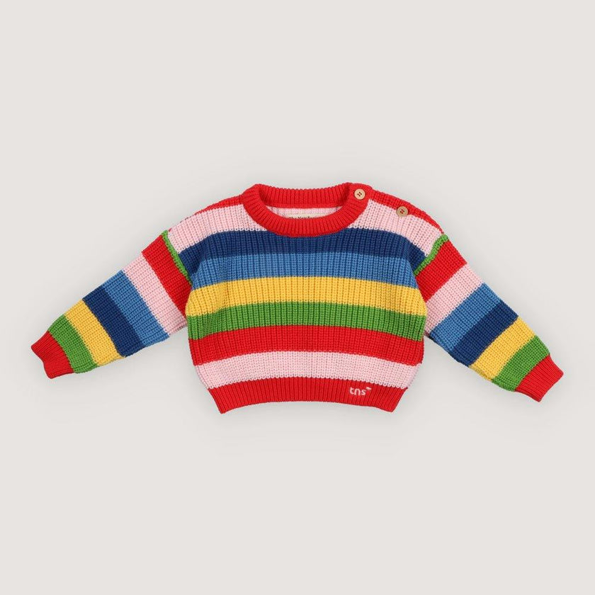 Canela Baby Jumper Tulip Red Multicolor Stripes