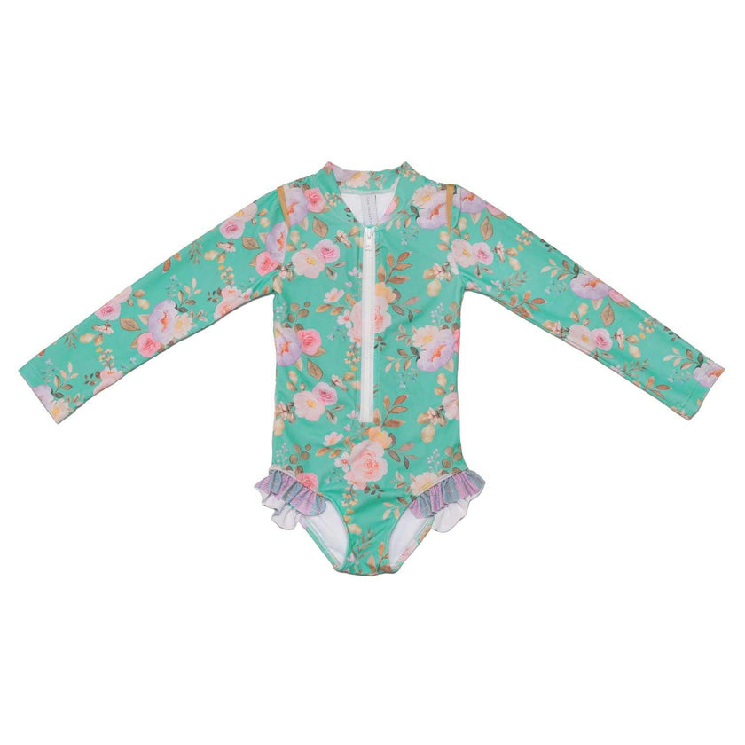 Long Sleeve Zip One Piece Swimsuit