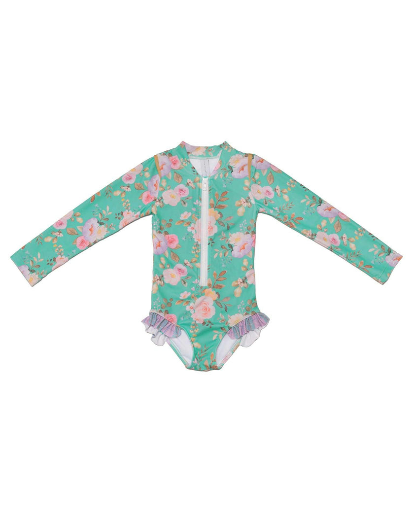 Long Sleeve Zip One Piece Swimsuit