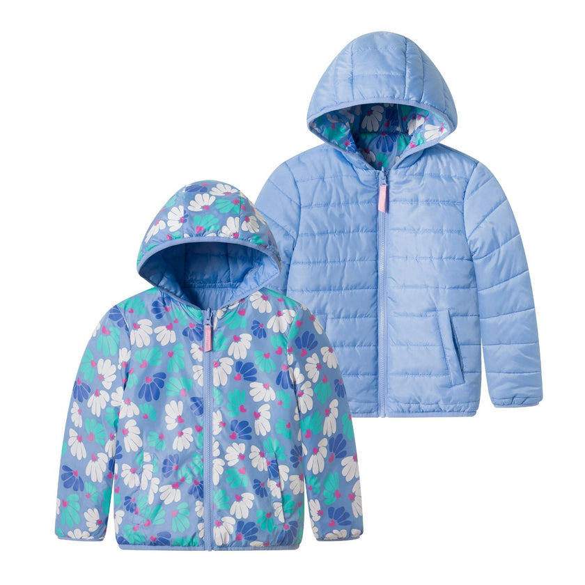 Reversible Color-Changing Puffer Jacket | Blue Floral