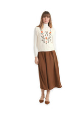 Waisted Taffeta Midi Skirt