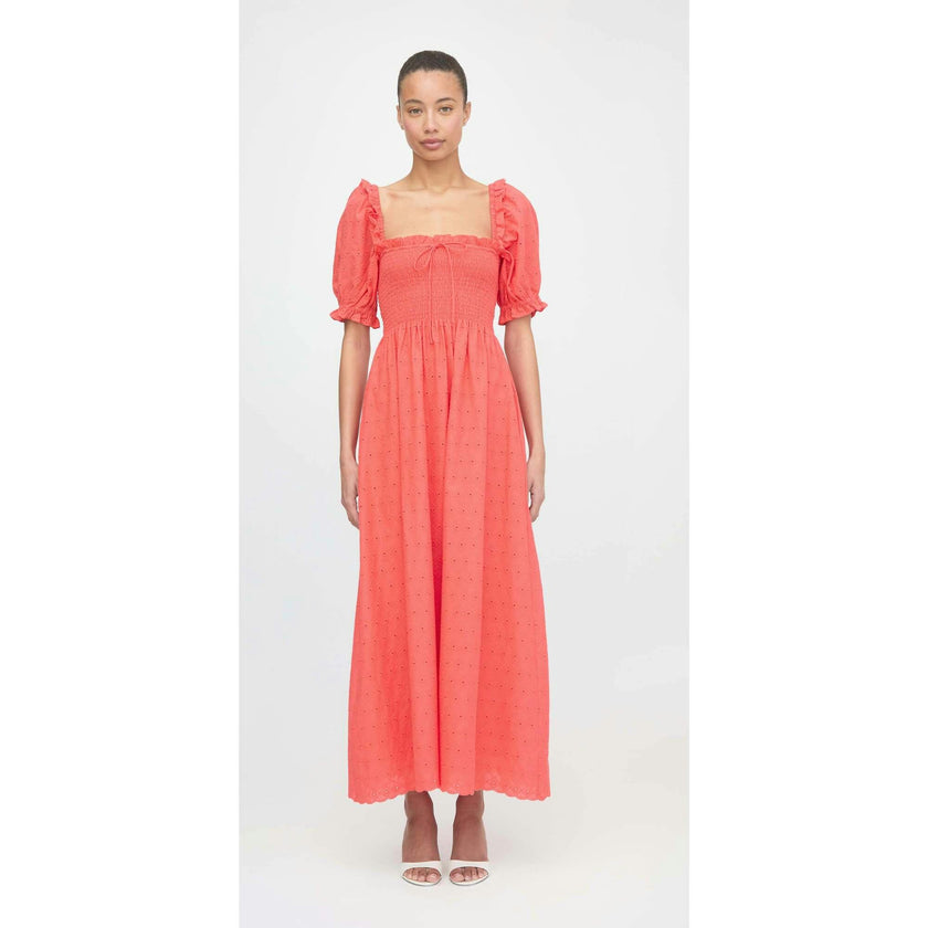 The Scarlett Nap Dress - Coral Daisy Broderie