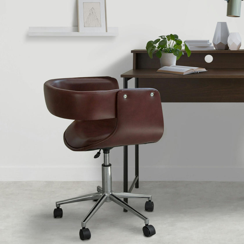 Modern PU Leather Office Chair with Adjustable-Height Ergonomic Mid-Back Seat