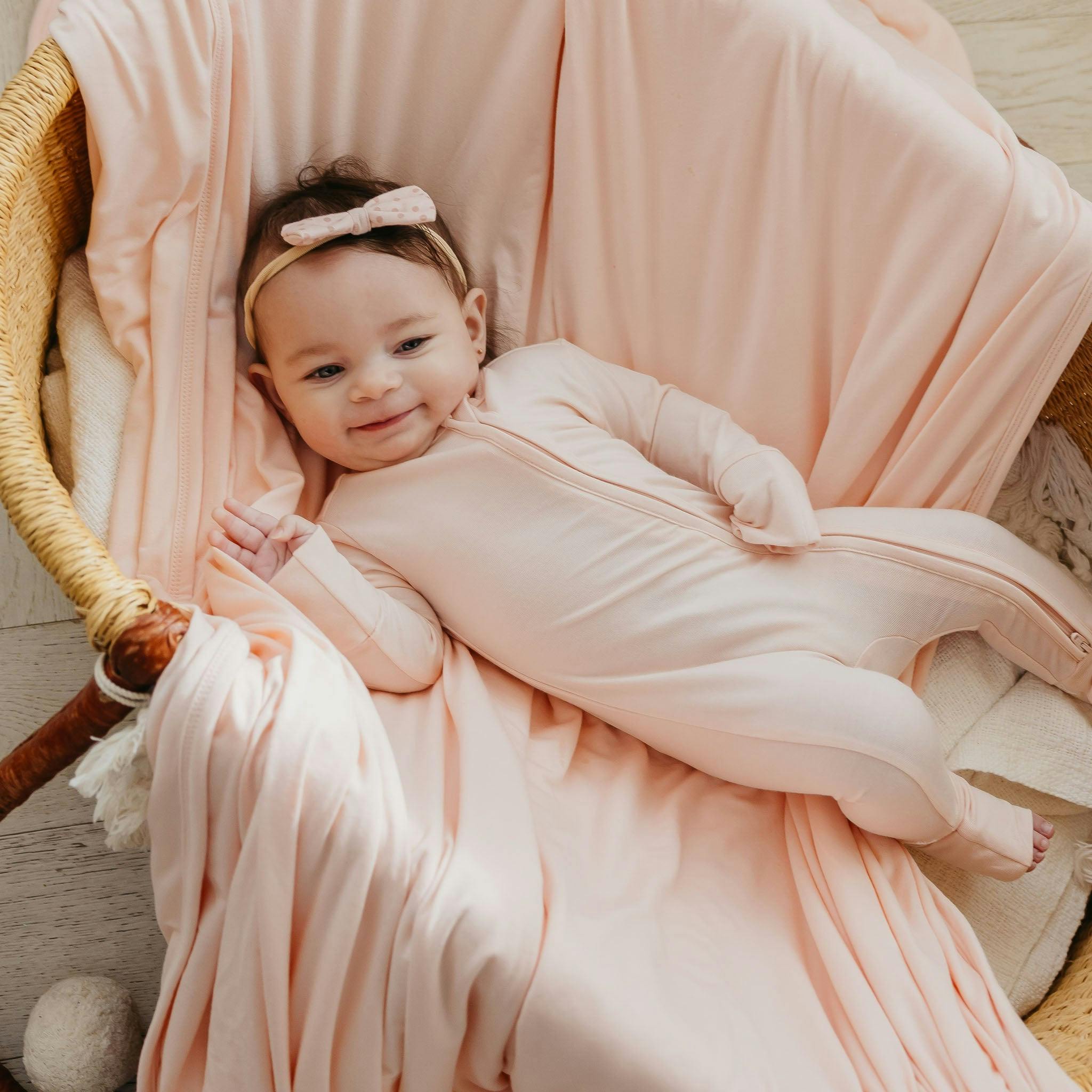 Convertible Zip-Up Footie Pajama - Blush