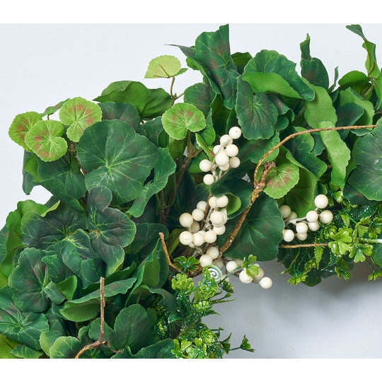 Everyday Mixed Greenery Geranium, Clover & White Berry Twig All Seasons Wreath