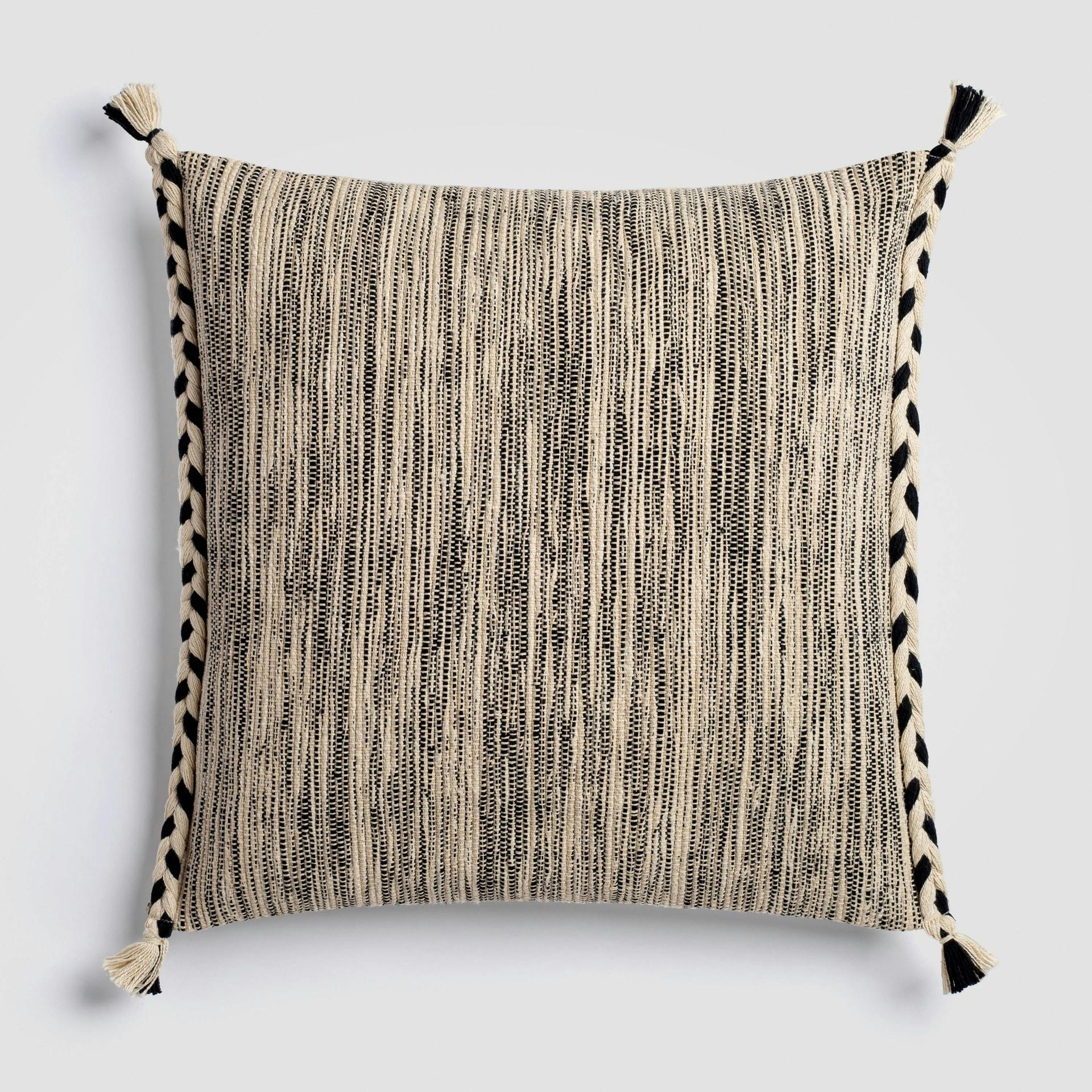 Black & White Braided Throw Pillow