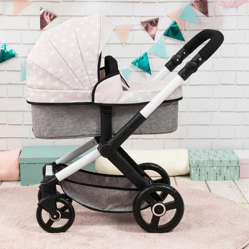 Bayer Design Dolls: Pram Xeo - Gray & White Stars