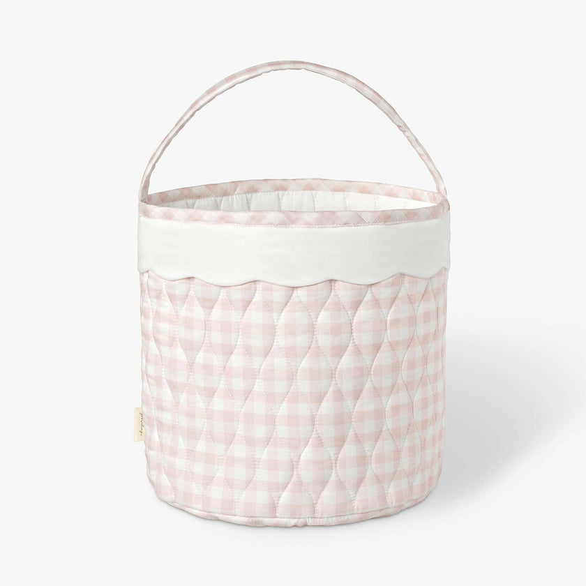 Quilted Storage Basket - Pink Gingham