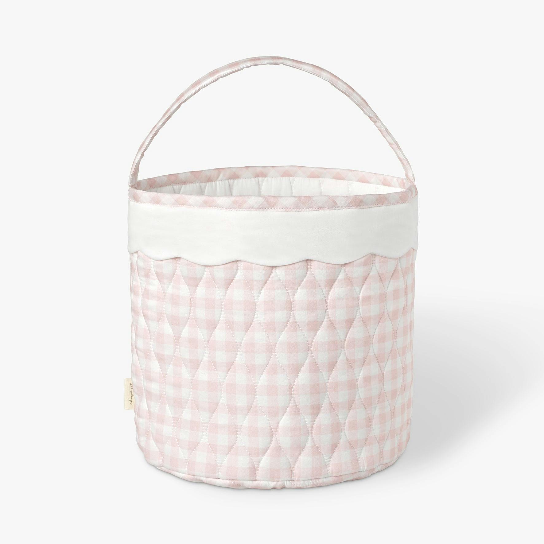 Quilted Storage Basket - Pink Gingham