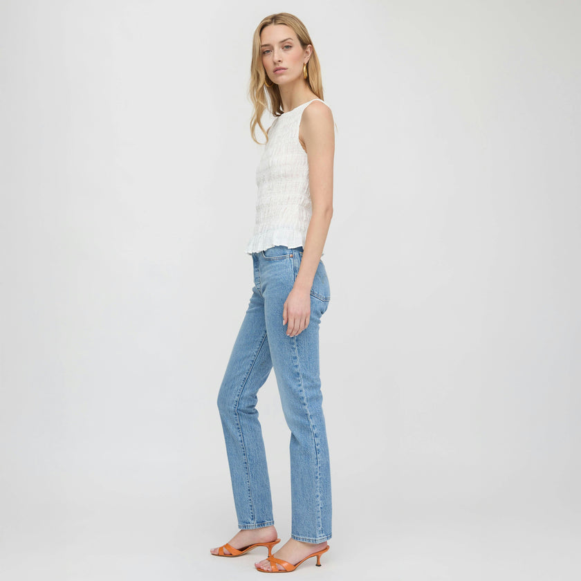 The Phoebe Nap Top - White Crinkle Check