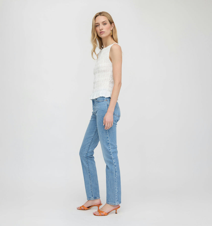 The Phoebe Nap Top - White Crinkle Check