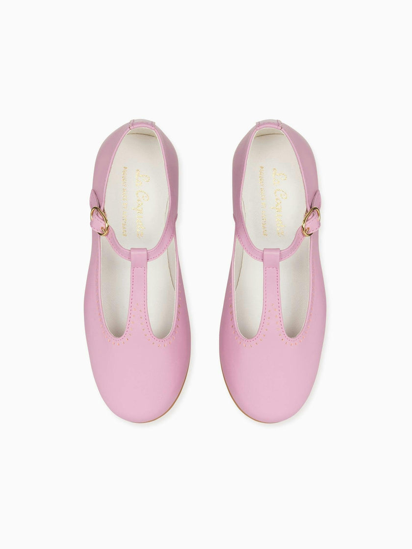 Lilac Leather Girl T-Bar Shoes