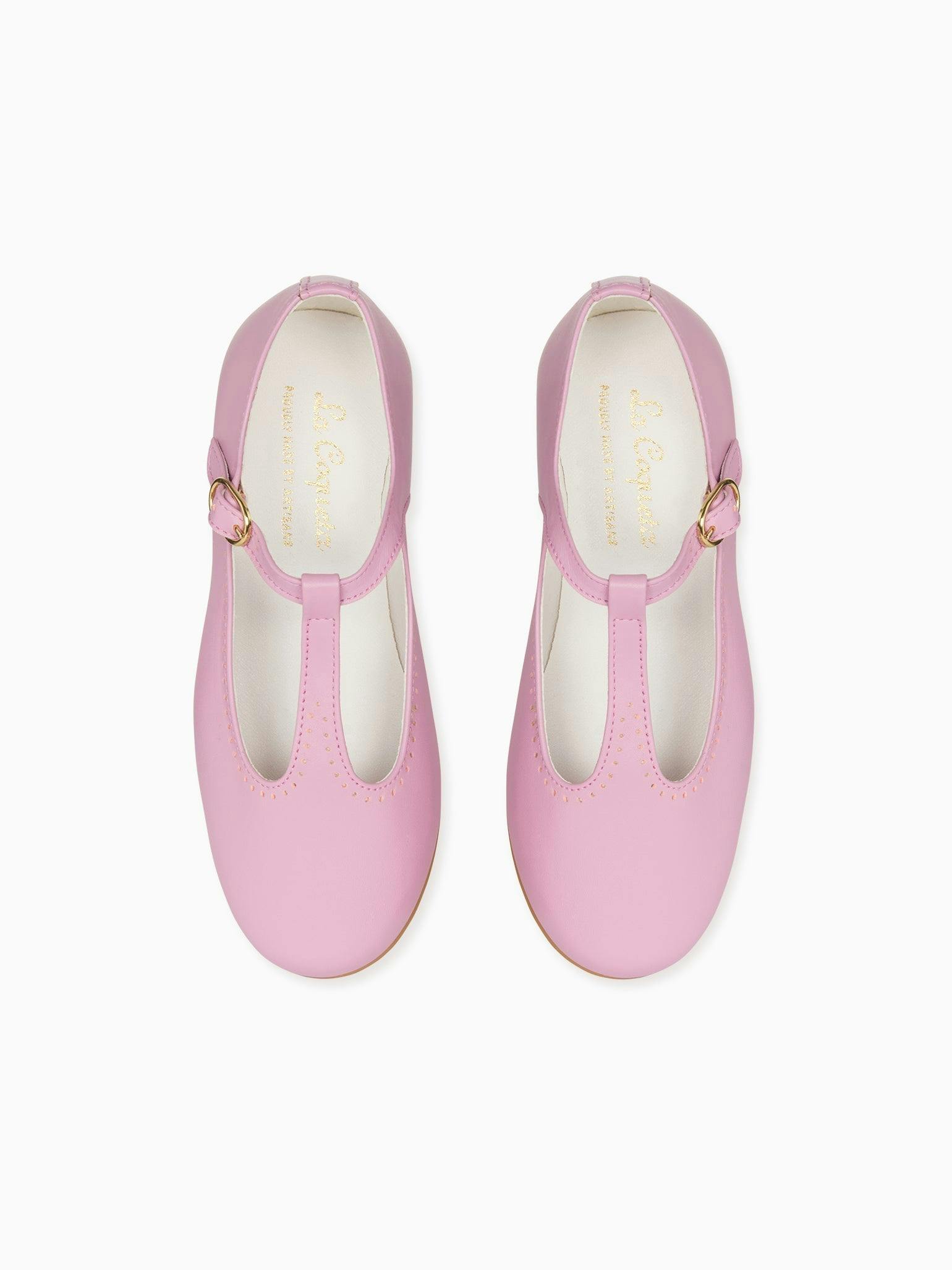 Lilac Leather Girl T-Bar Shoes