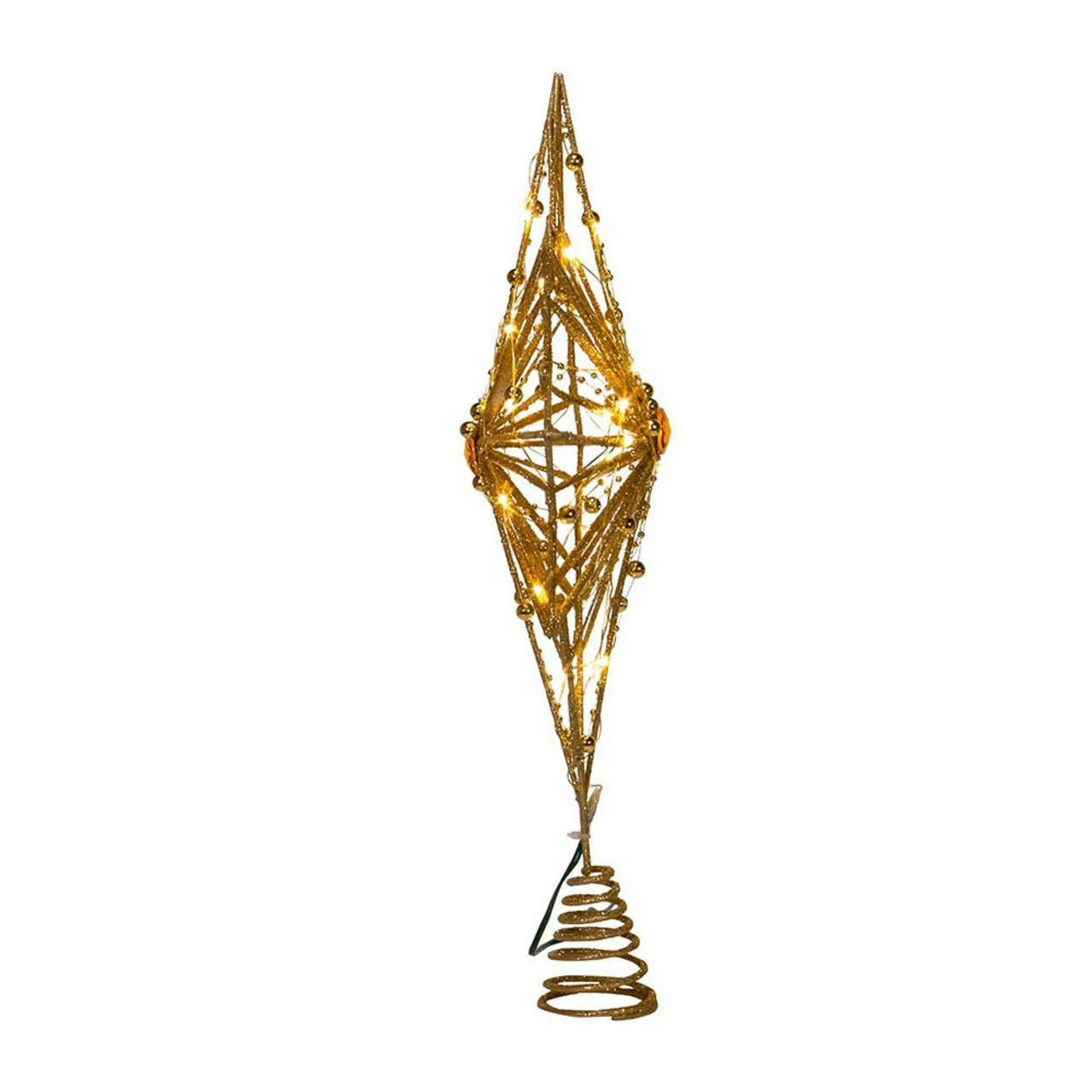 Kurt Adler 15.5-Inch 30-Light Fairy Light Gold Star Tree Topper
