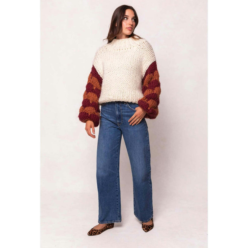Aimee Sweater in Orange & Cream
