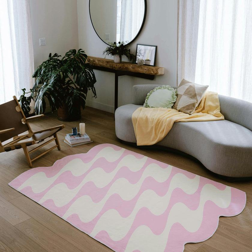 Pastel Irregular Shaped Wavy Rug by Johann Banta