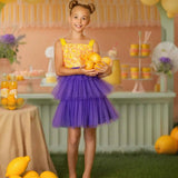 Citrus Bloom Purple Sequin Tulle Birthday Dress for Girls