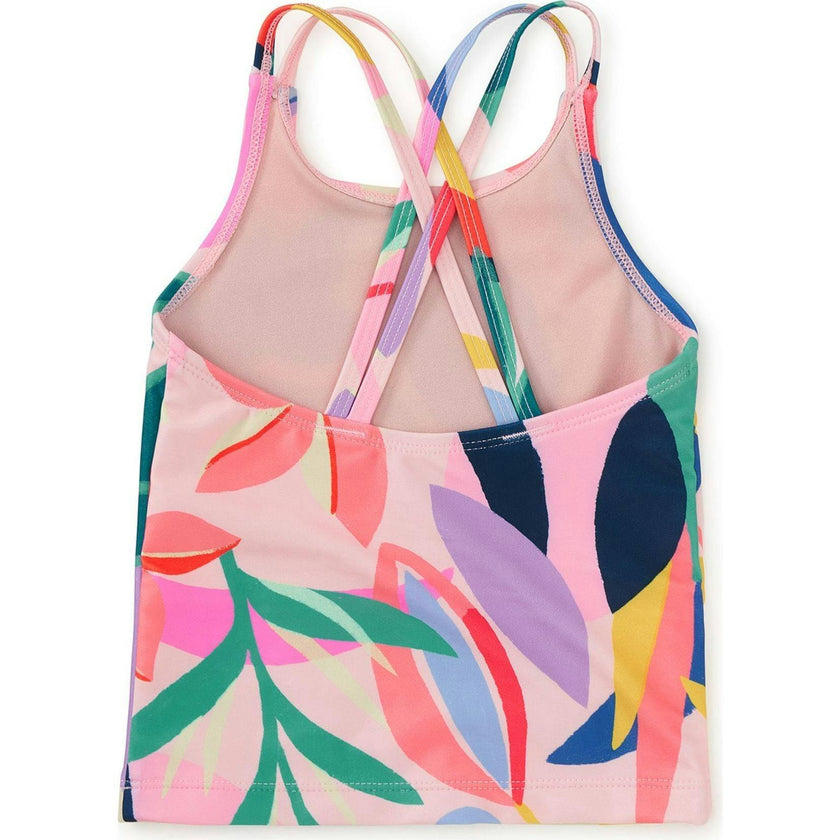 Cross Back Tankini Top, Pink